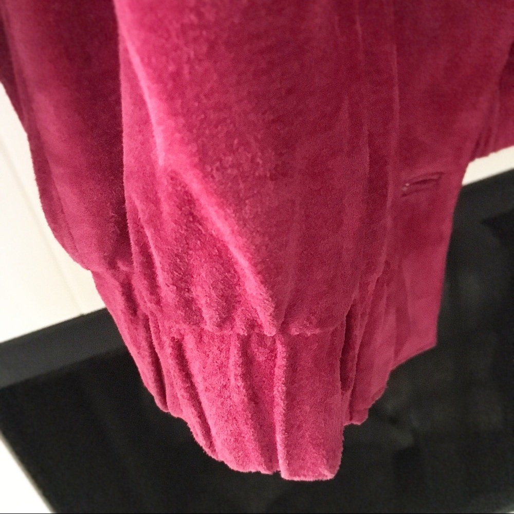 VINTAGE ⚡️80s⚡️ Leather Hot Pink Bomber Jacket - Picture 4 of 4